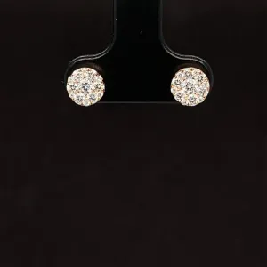 Diamond Round Brilliant Cluster Stud Earrings in 18k Rose Gold - #597- ERDIA356870