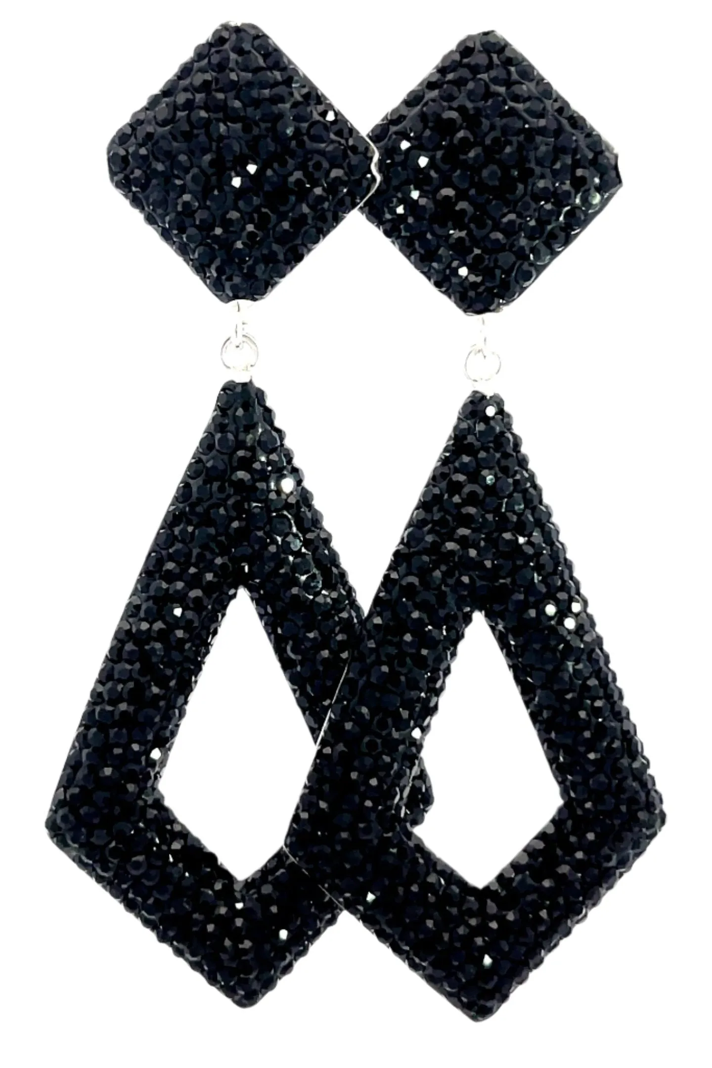 Diamond Shaped Crystal 925 Sterling Silver Statement Earring