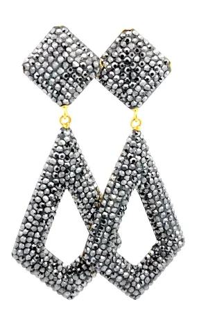 Diamond Shaped Crystal 925 Sterling Silver Statement Earring