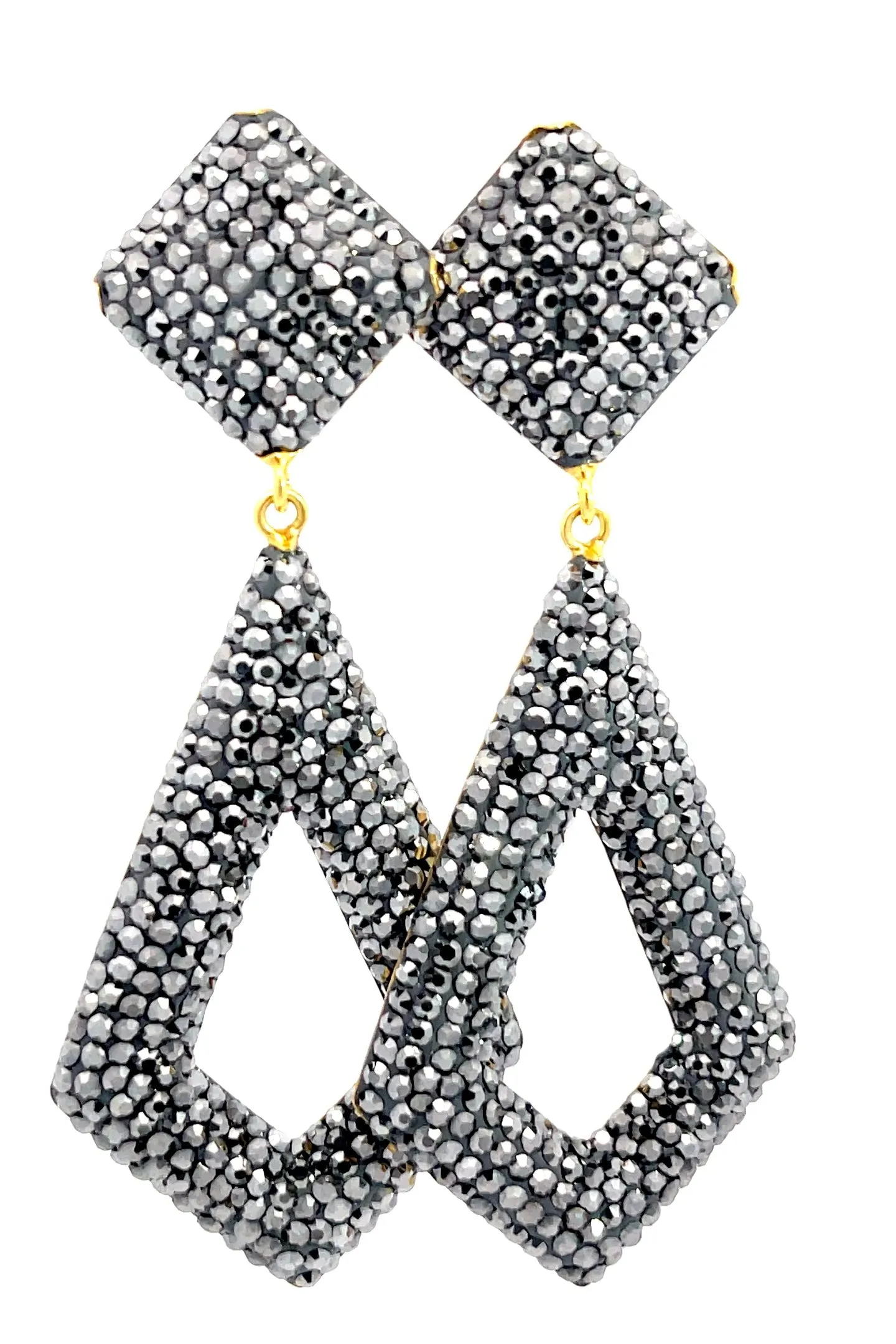Diamond Shaped Crystal 925 Sterling Silver Statement Earring