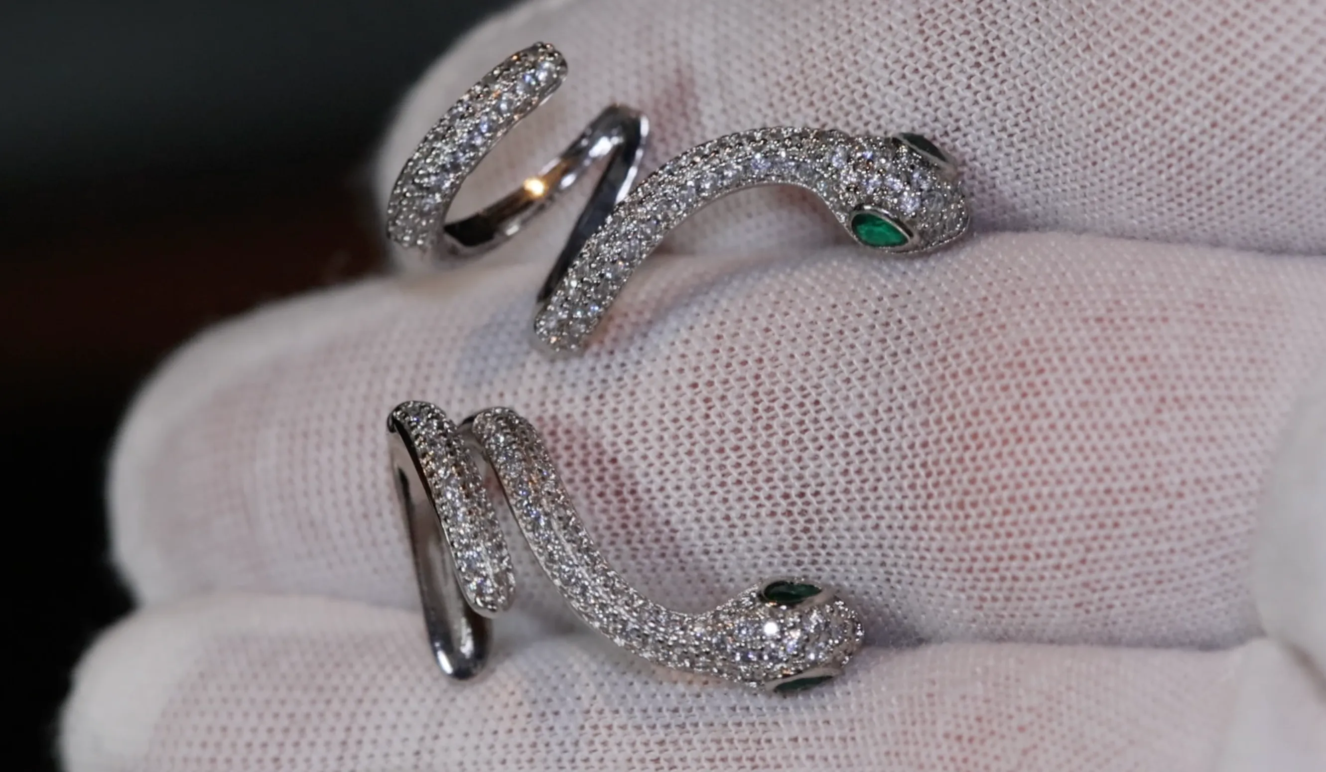Diamond Snake Earrings | Cuff Earrings | Womens Snake Earrings | Snake Earrings | Silver Snake Earrings | Big Earrings | Snake Earrings Cuff