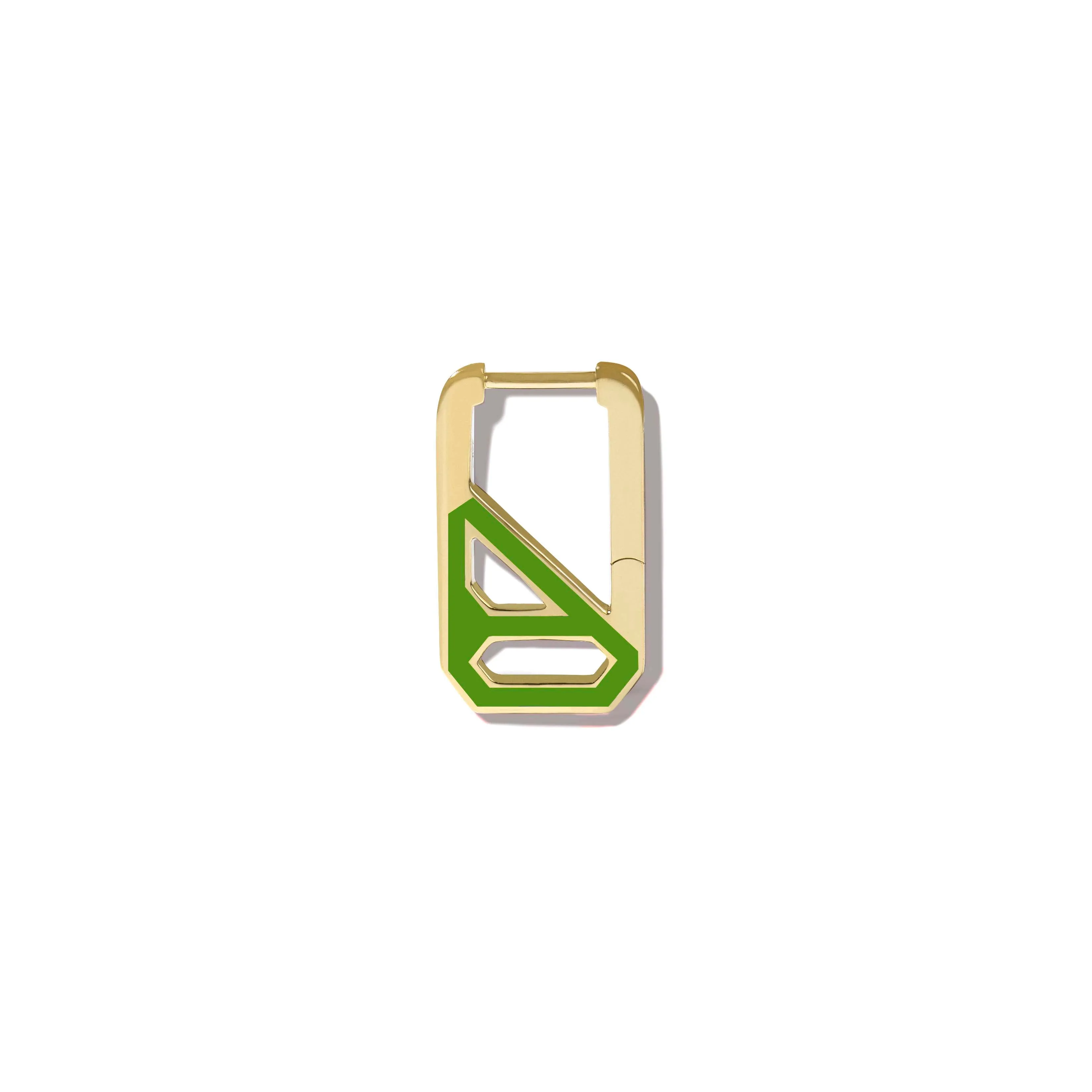 DNA Fern Green Enamel Rectangle Single Earring
