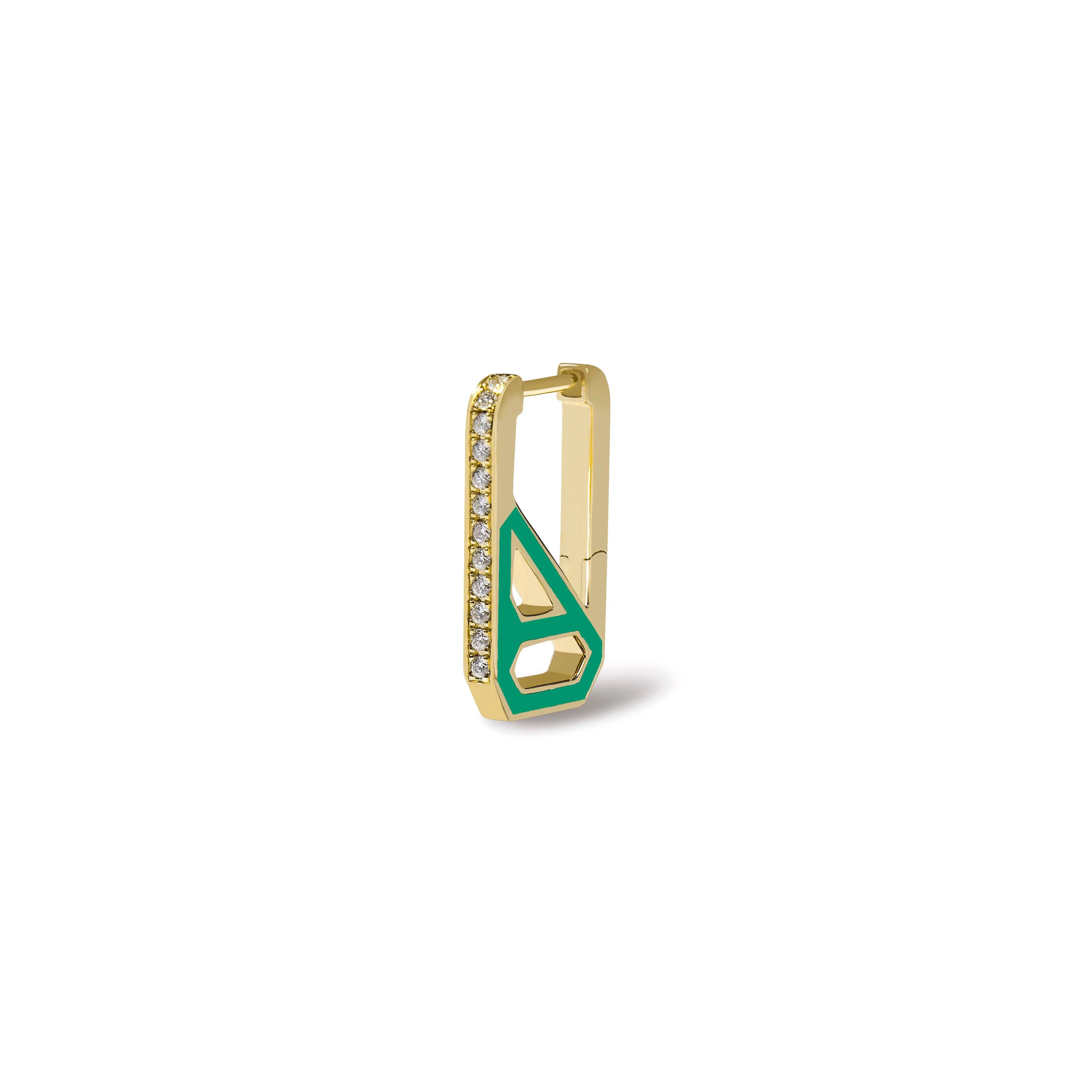 DNA Pepper Green Enamel Rectangle Single Earring
