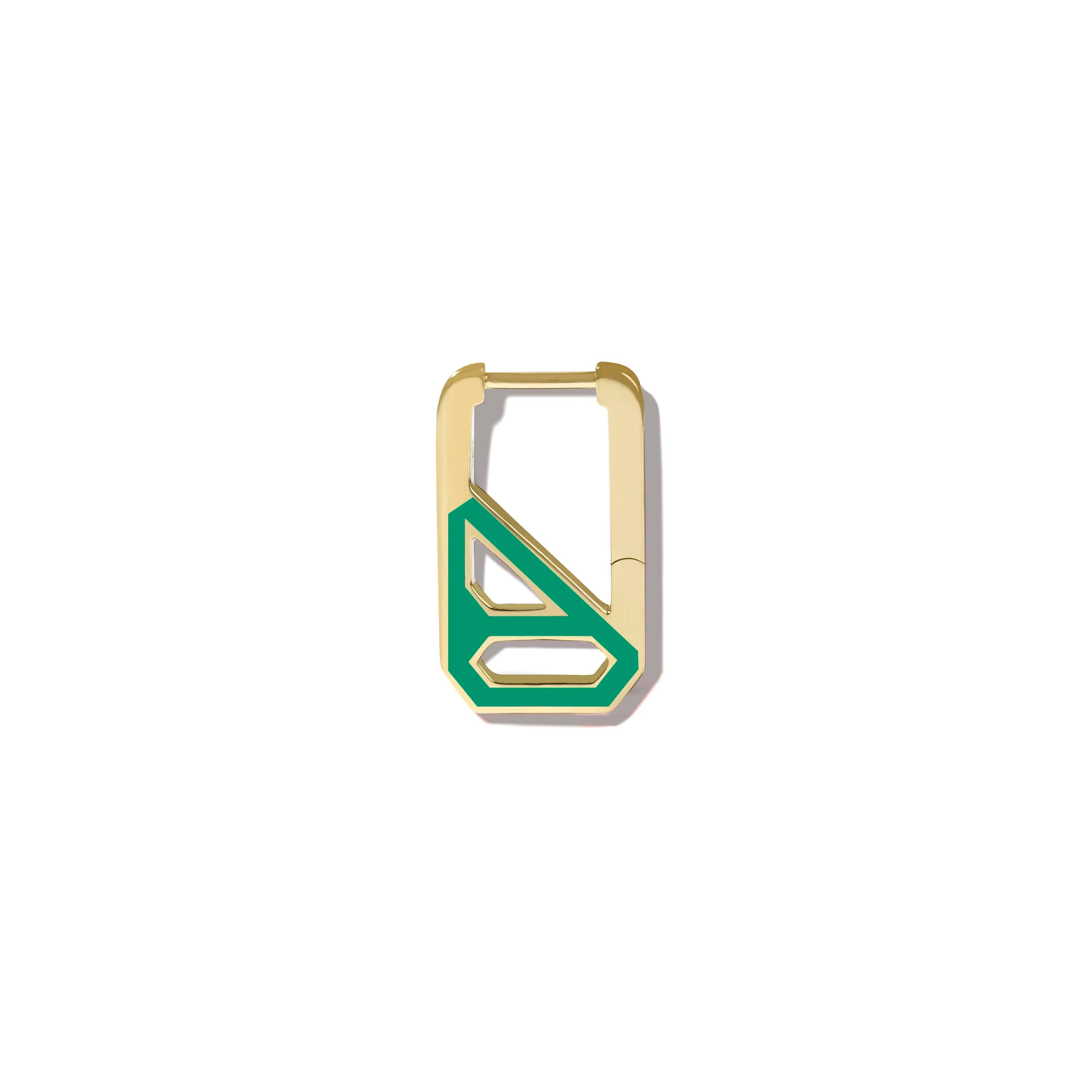 DNA Pepper Green Enamel Rectangle Single Earring