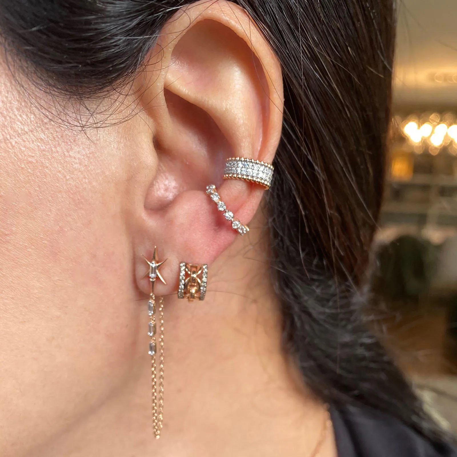 Double Rows Celine Cuff Earring