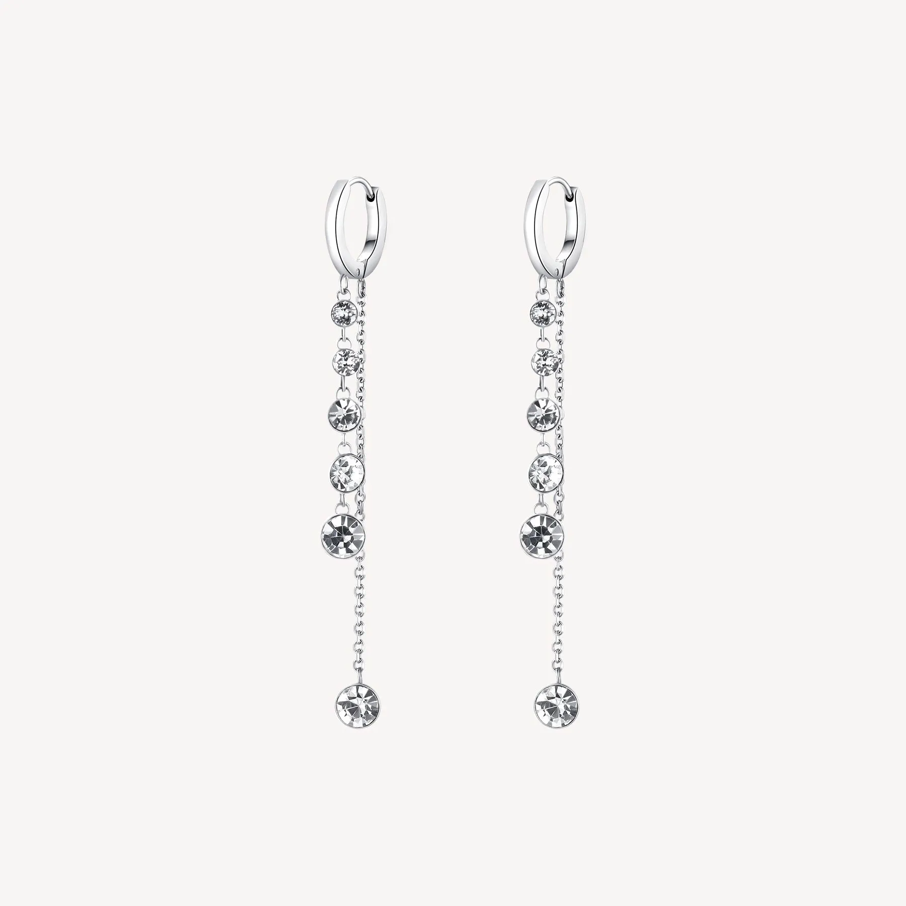 Double Strand Crystal Drop Earrings in Stainless Steel