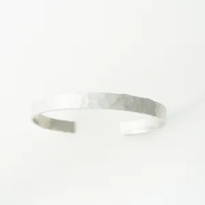 Downtown - Argentium Silver Hammered Cuff Bracelet for Men - Nickel Free