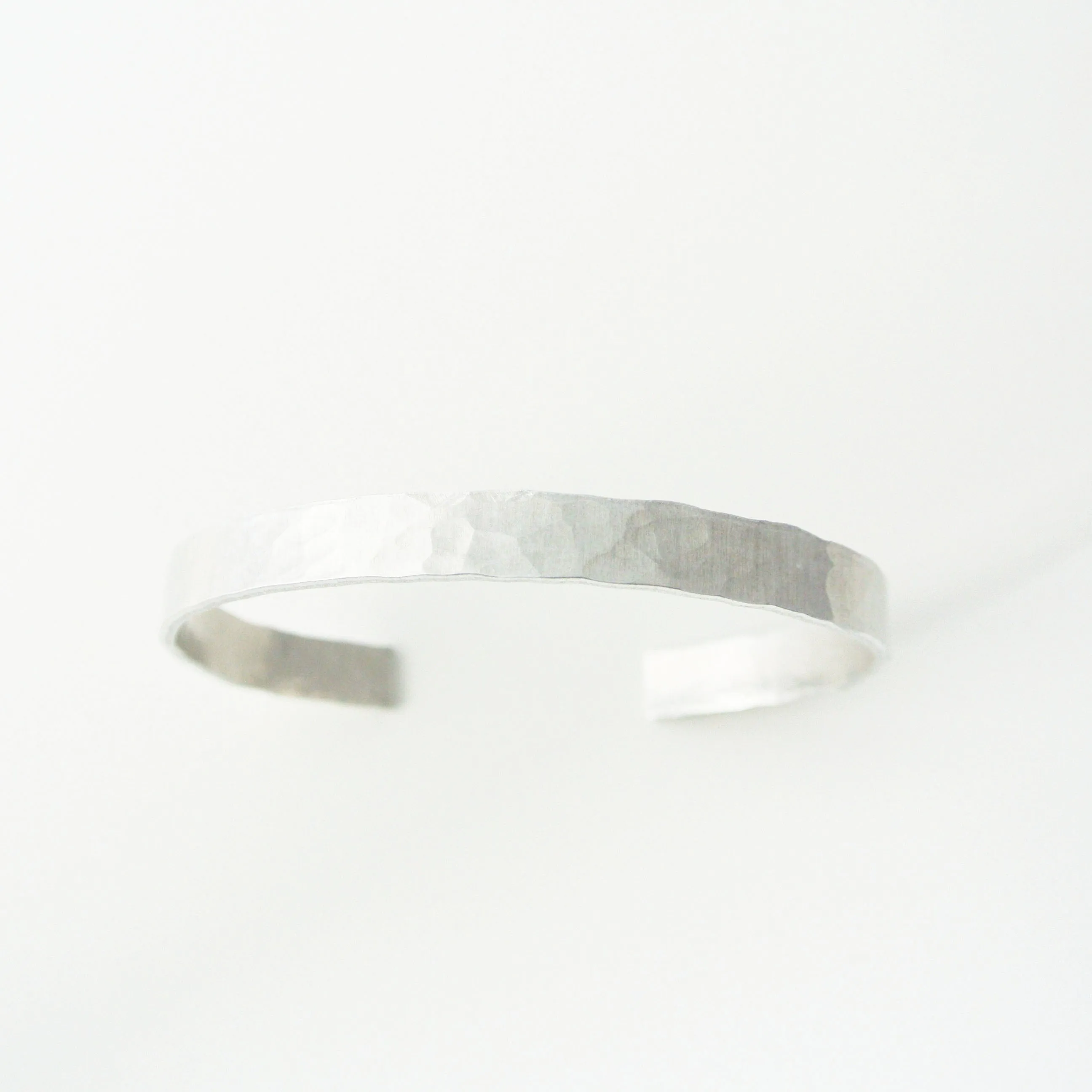 Downtown - Argentium Silver Hammered Cuff Bracelet for Men - Nickel Free