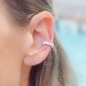 Ear Cuff with Cubic Zirconia in Sterling Silver (no piercing needed)