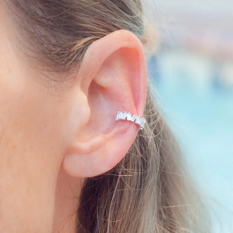 Ear Cuff with Cubic Zirconia in Sterling Silver (no piercing needed)