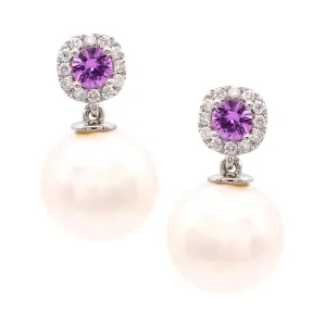 Earrings 14KW/1.3G W.FW 2PS-0.39CT 24RD-0.14CT 10-11mm