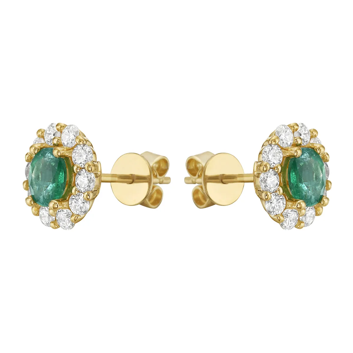 Earrings 14KW/1.6G 2EMER-0.61CT 20RD-0.54CT
