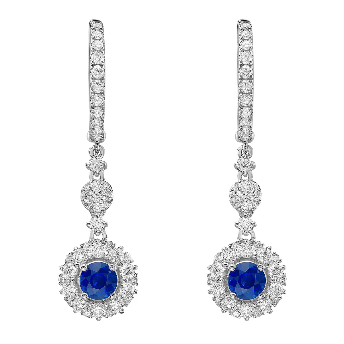 Earrings 14KW/5.21G 2SAPP-1.14CT 90RD-2.62CT