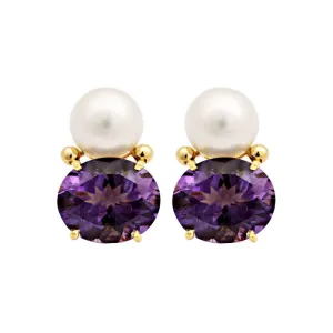 Earrings-Amethyst and South Sea Pearl