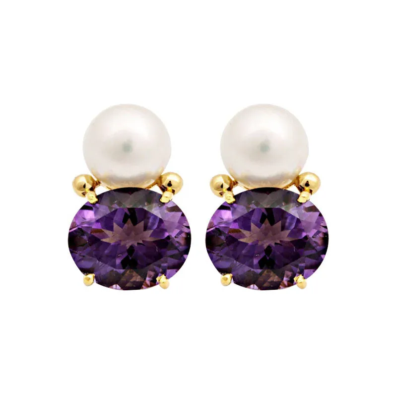 Earrings-Amethyst and South Sea Pearl