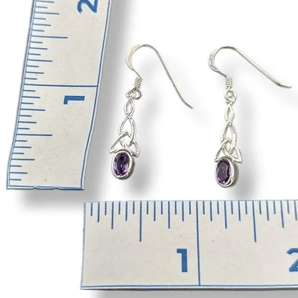 Earrings Amethyst Celtic Sterling Silver