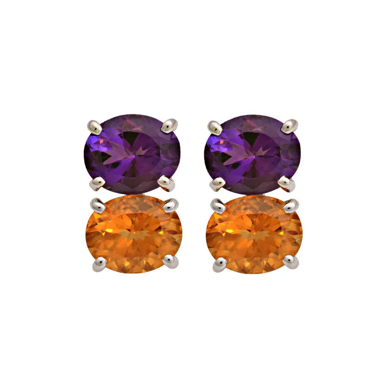 Earrings-Citrine and Amethyst