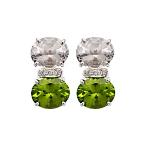 Earrings-Crystal, Peridot and Diamond