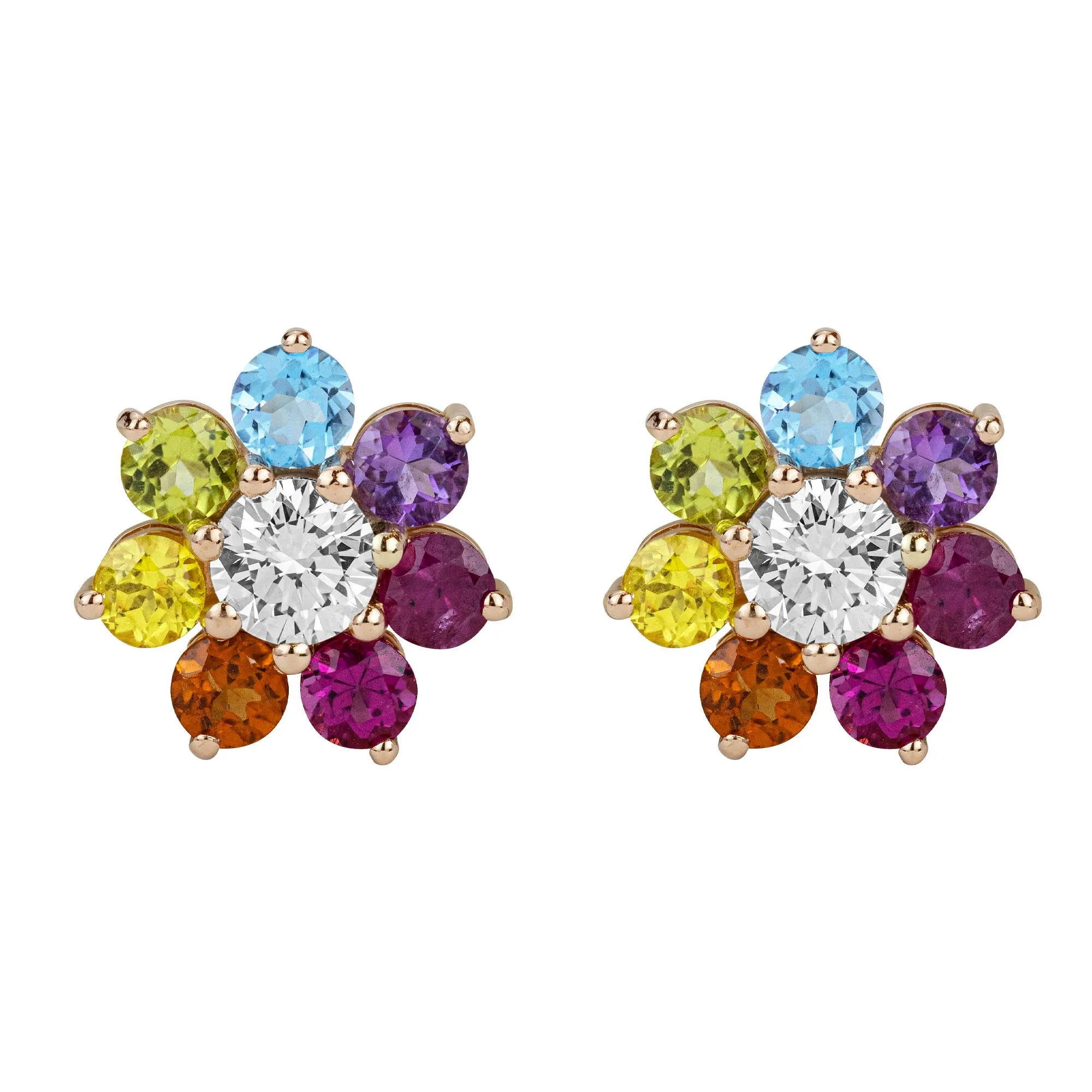 Earrings - Diamond, Ruby, Rubellite, Citrine, Yellow Sapphire, Peridot, Blue Topaz And Amethyst