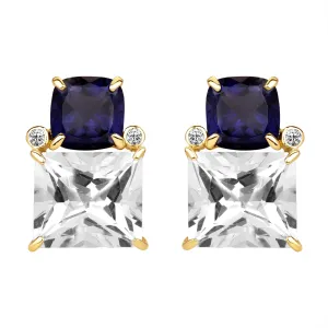 Earrings - Iolite, Crystal And Diamond