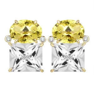 Earrings - Lemon Quartz, Crystal And Diamond (2386H)