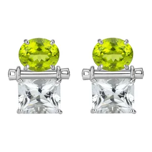 Earrings - Peridot, Crystal And Diamond