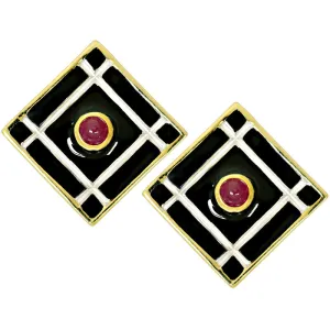 Earrings-Ruby (Enamel)
