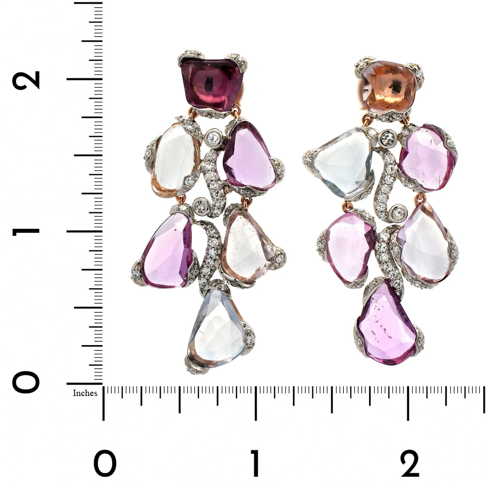 Eclat Jewels 18K Rose Gold and Platinum Sapphire and Diamond Earrings