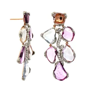 Eclat Jewels 18K Rose Gold and Platinum Sapphire and Diamond Earrings
