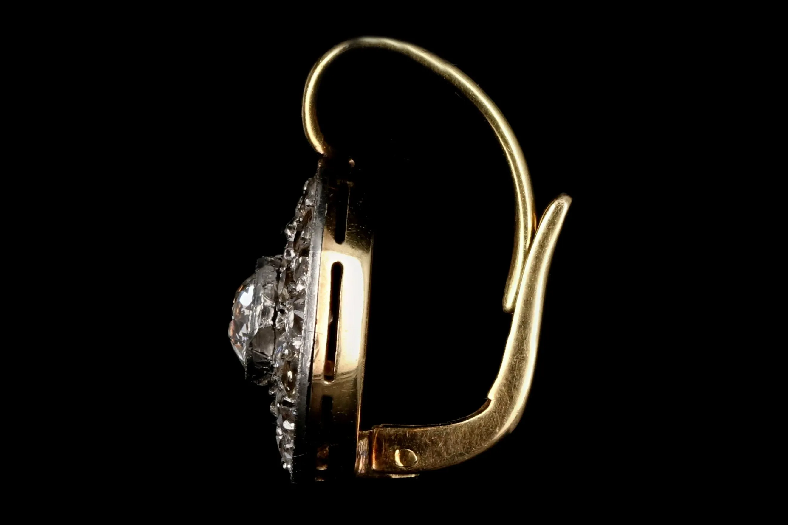 Edwardian Platinum & 14K Yellow Gold Diamond Cluster Earrings