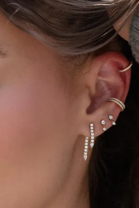 EF Collection Single Diamond Cartilage Ear Cuff (No Piercing)