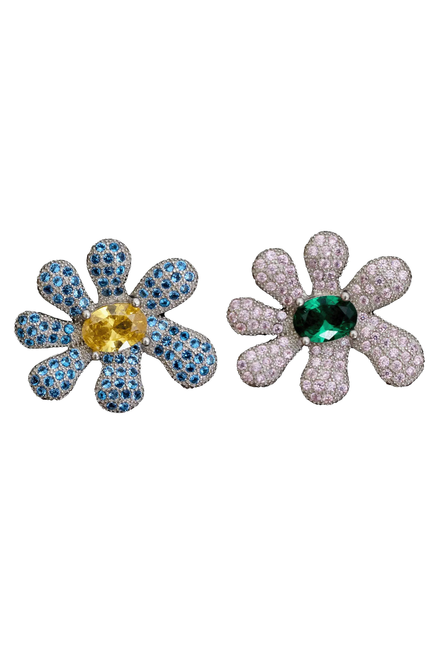 EMERALD & AQUAMARINE SQUASHED BLOSSOM EARRING