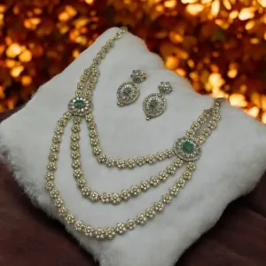 Emerald Bloom Necklace and Earrings Set