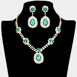 Emerald Crystal Fashion Necklace and Earring Set  | 618800