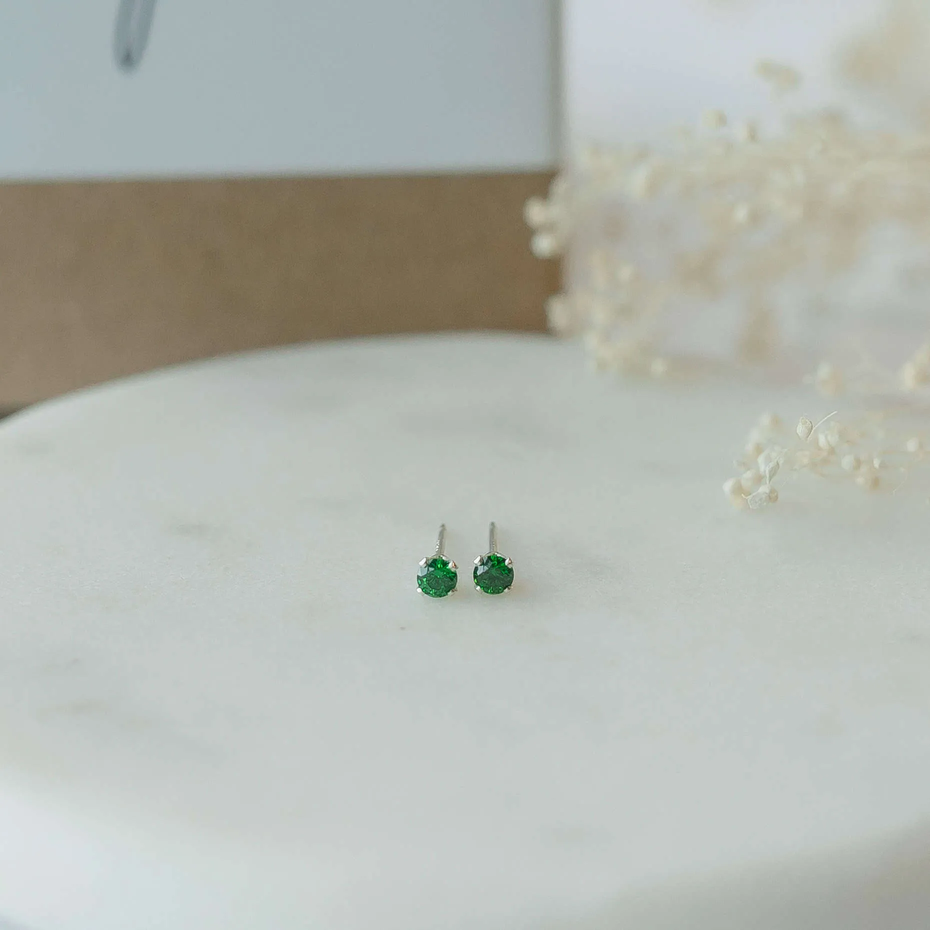 Emerald Crystal Stud Earrings