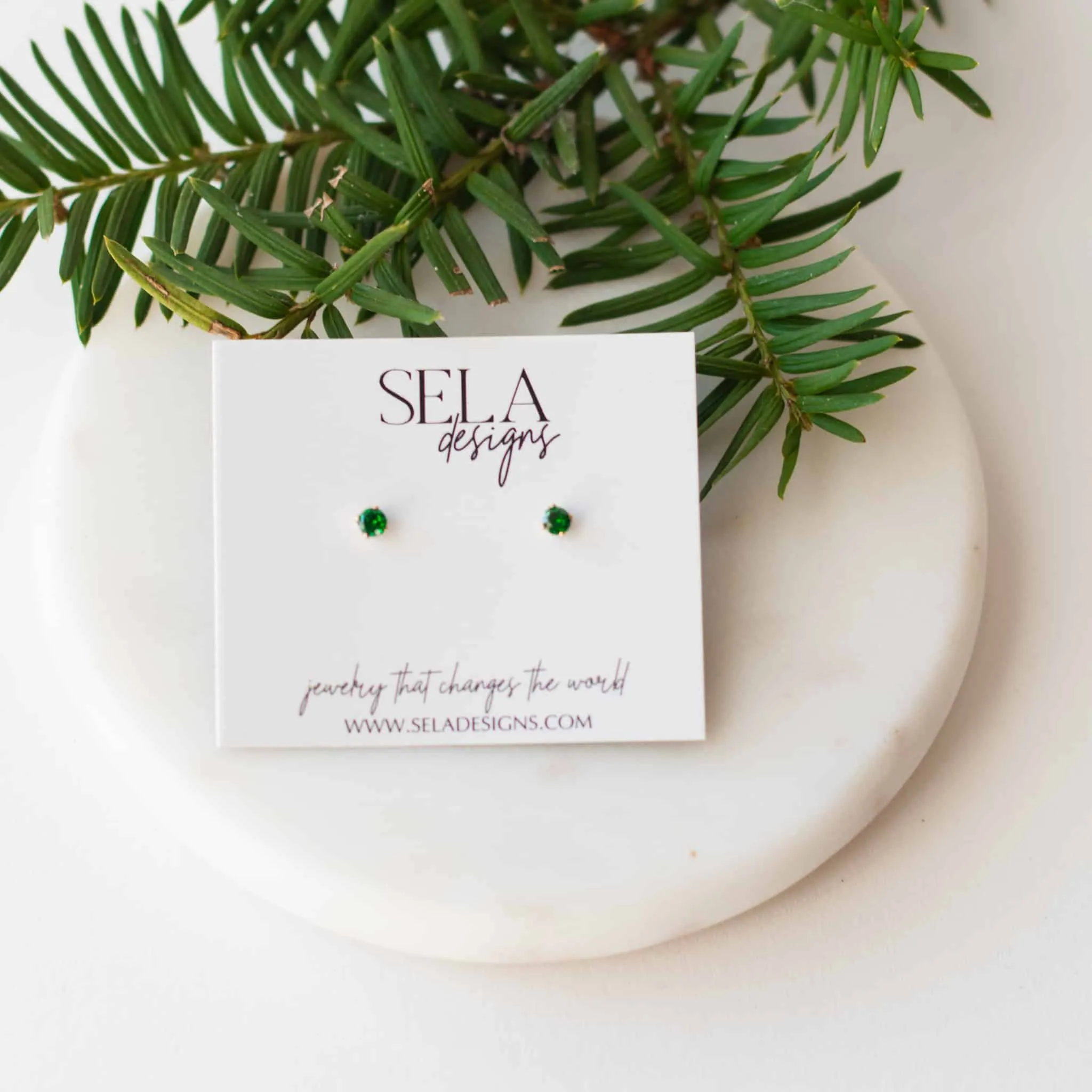 Emerald Crystal Stud Earrings