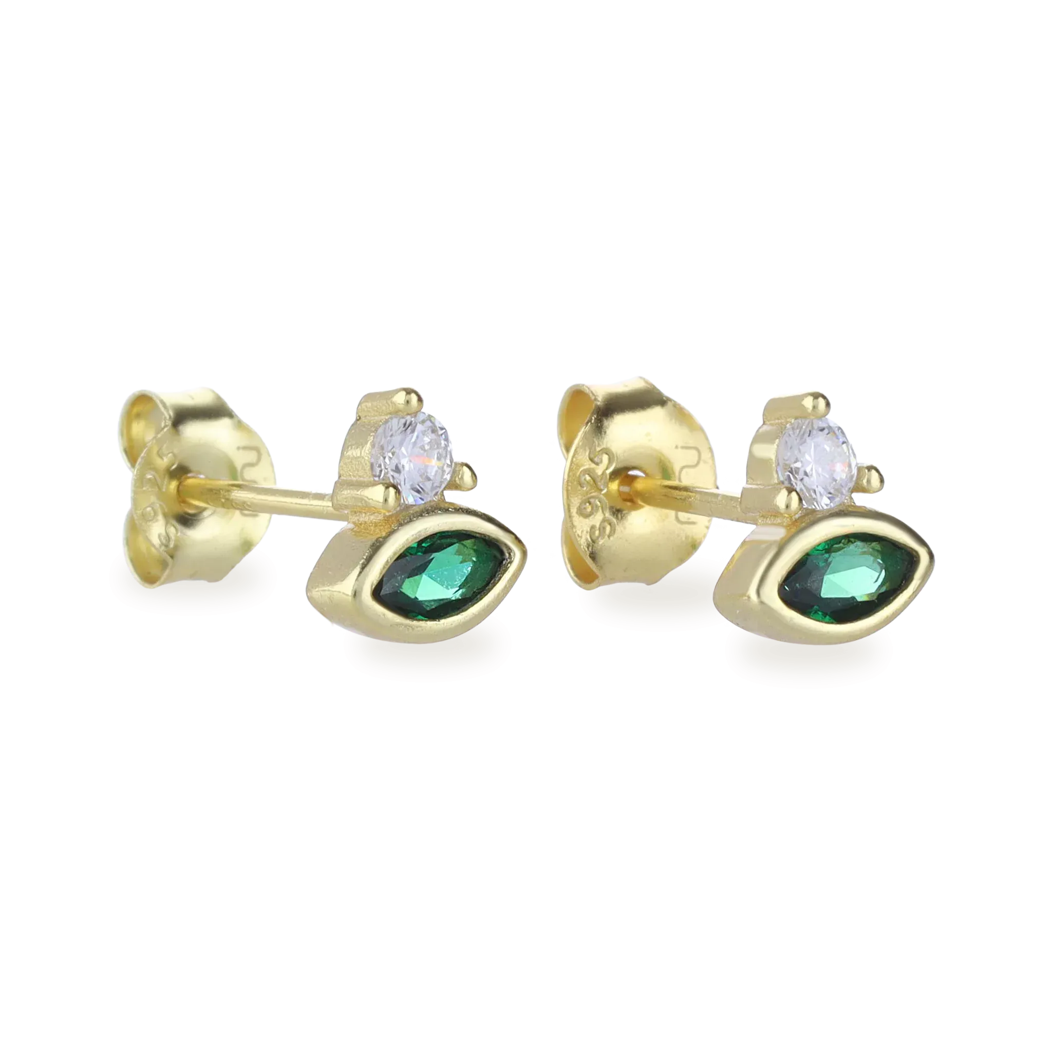 EMERALD OVAL STUD EARRINGS