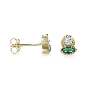 EMERALD OVAL STUD EARRINGS