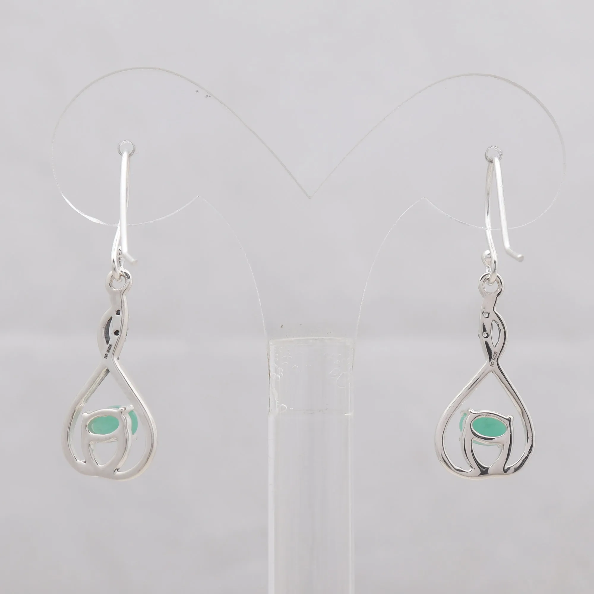Emerald Silver Earrings