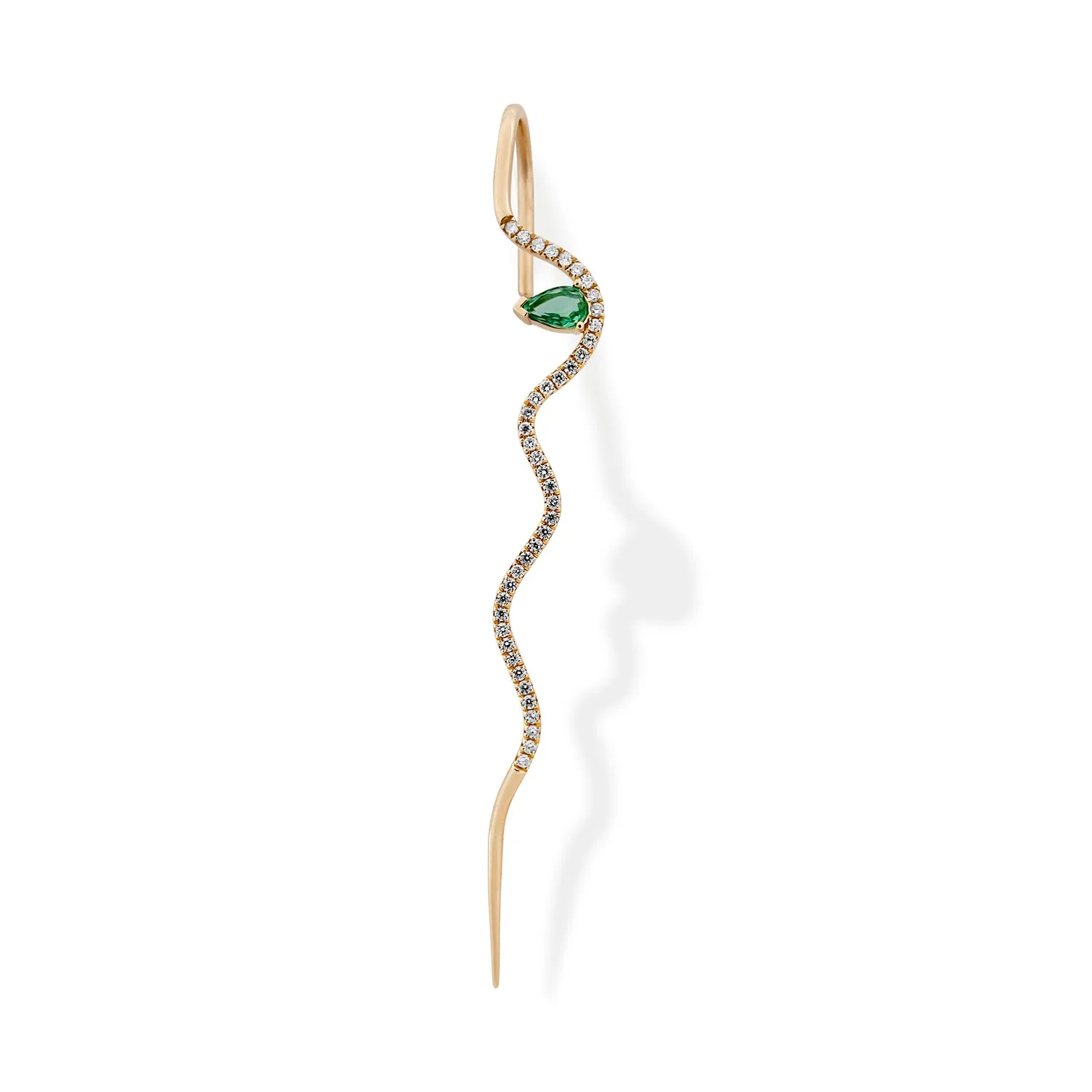 Emerald Splash Pave Wave Needle Earring