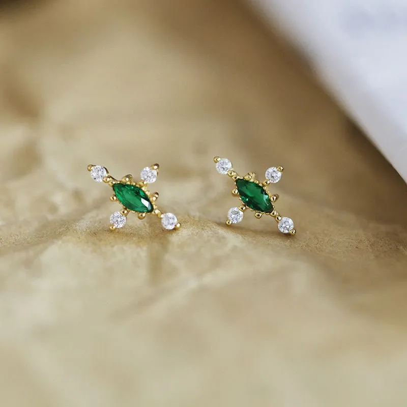 Emerald Stud Earrings - Yvette