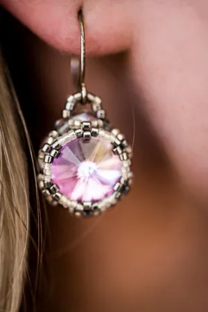 Em'z Blendz Lavender Woven Crystal & Sterling Silver Earrings | Handcrafted Jewelry