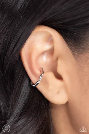 Enigmatic Echo - Silver - Textured Paparazzi Ear Cuff Earrings