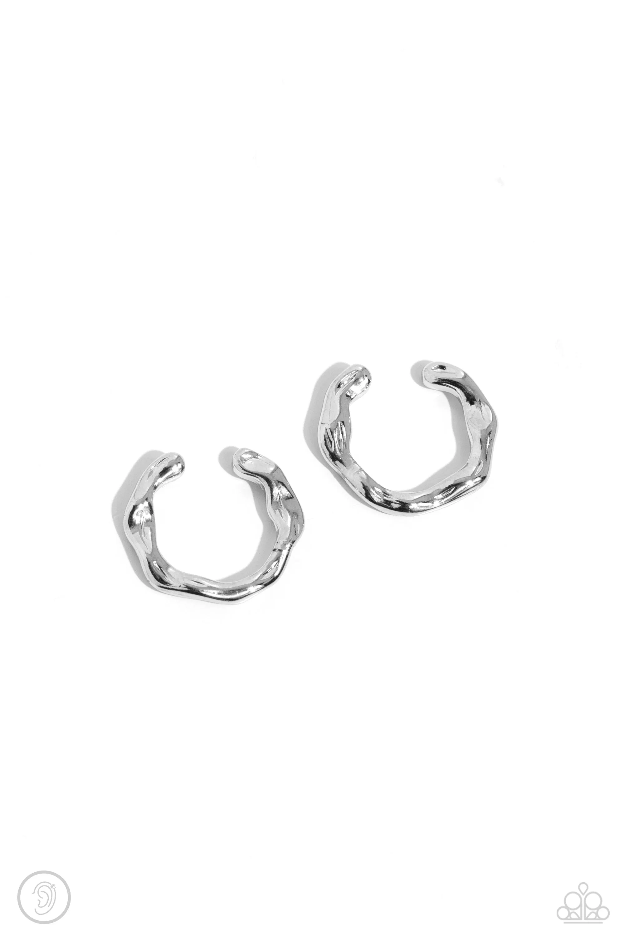 Enigmatic Echo - Silver - Textured Paparazzi Ear Cuff Earrings