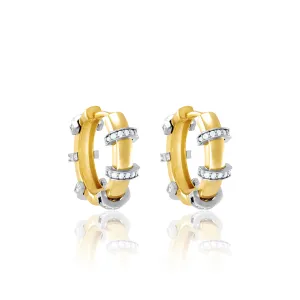 Evenly Spaced Cuff Hoop Earrings - Gold White