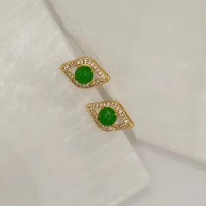EYE GREEN JADE STUD earrings