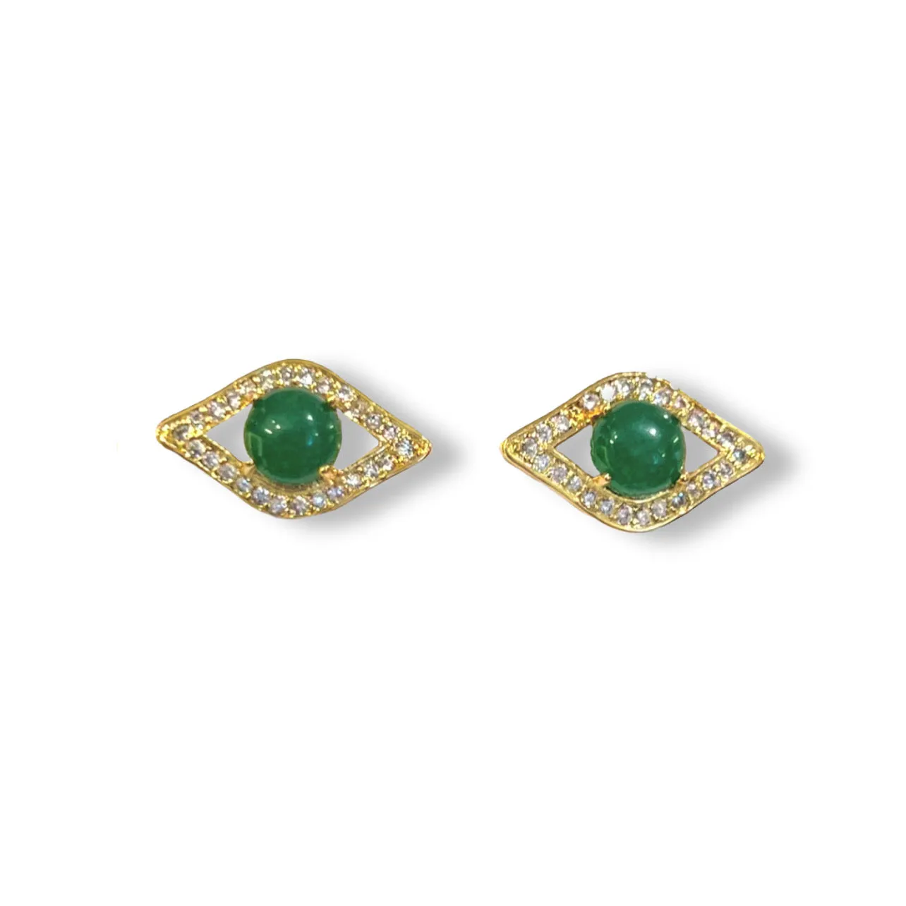 EYE GREEN JADE STUD earrings