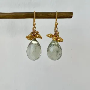 Faceted Green Amethyst Teardrop Earrings