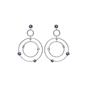 Faceted mystic topaz & amethyst hoop orbit earrings