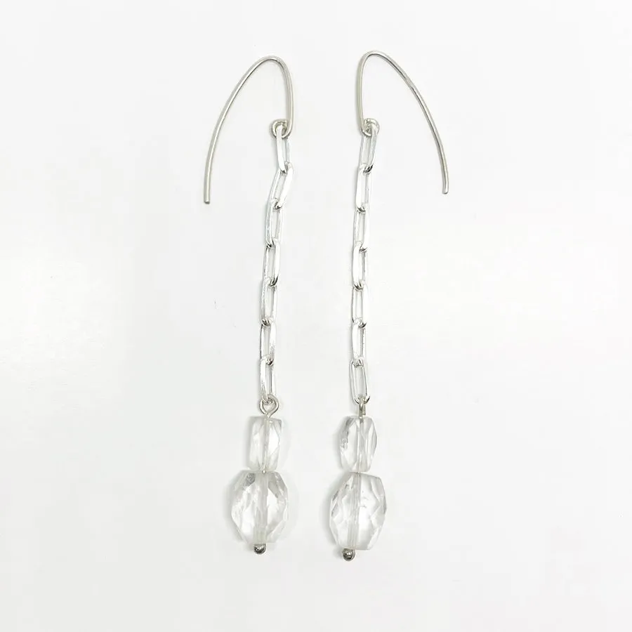 Facetted quartz and sterling silver earrings